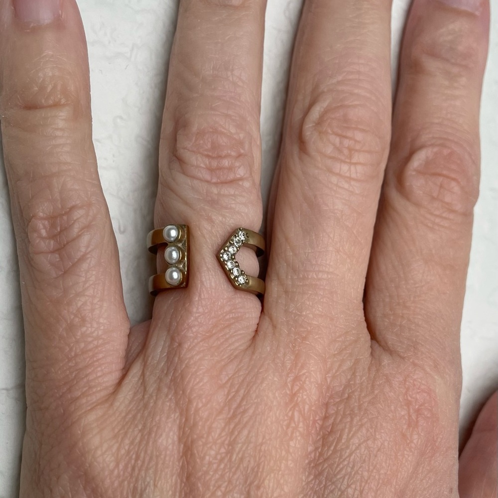 Silpada Brass Pearl and CZ ring